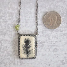 Load image into Gallery viewer, Feather + Peridot Pendant