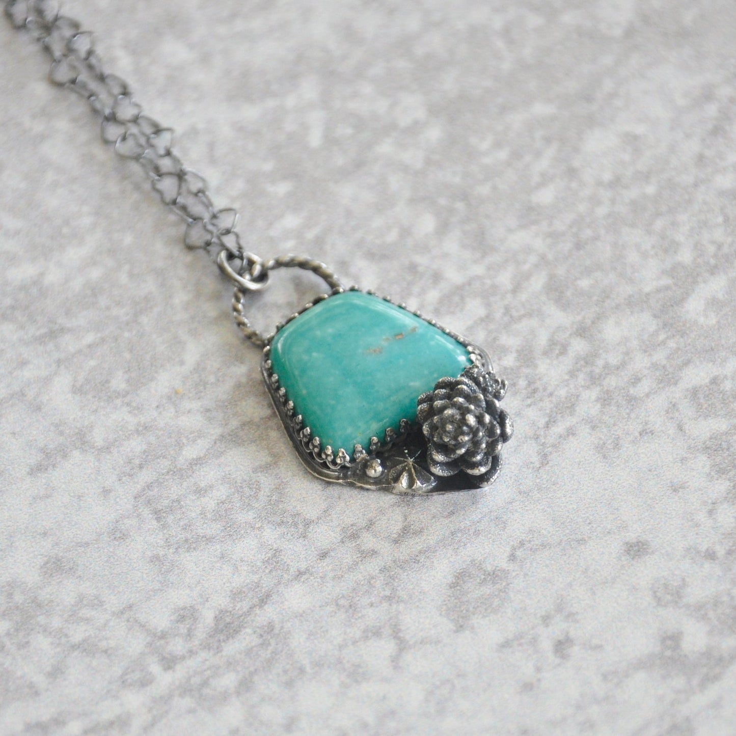 Turquoise + Succulent Pendant No. 2