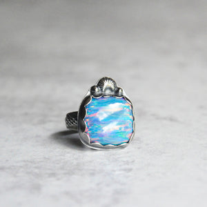 Blue Aura Opal Ring - Size 6 US