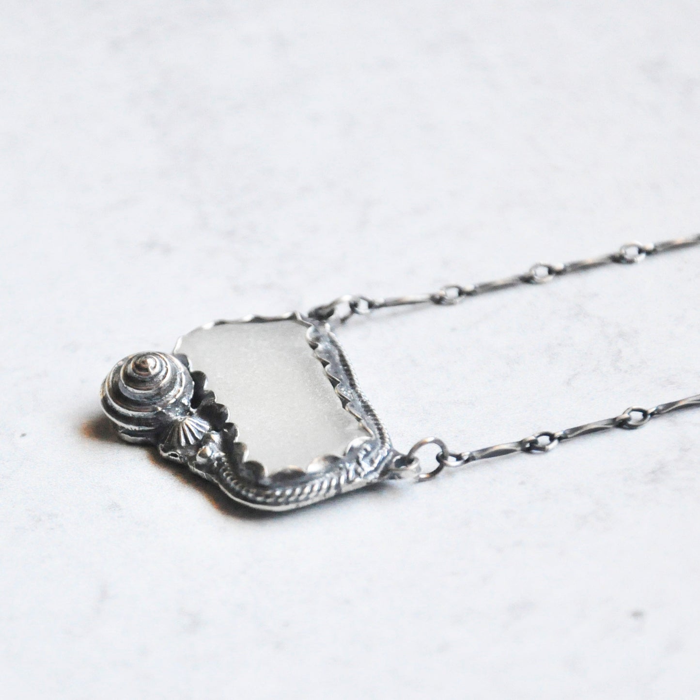 White Sea Glass Pendant No. 2