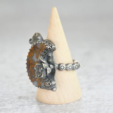 Load image into Gallery viewer, Ochre Moon + Succulent Statement Ring • Size 7.5 US