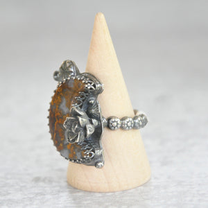 Ochre Moon + Succulent Statement Ring • Size 7.5 US