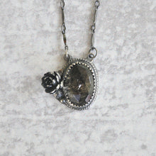 Load image into Gallery viewer, Reticulated Black Quartz  + Succulent Necklace