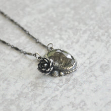 Load image into Gallery viewer, Reticulated Black Quartz  + Succulent Necklace