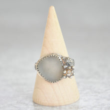 Load image into Gallery viewer, Sea Glass + Succulent Ring • Size 8 US