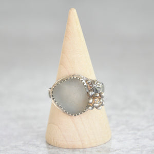 Sea Glass + Succulent Ring • Size 8 US