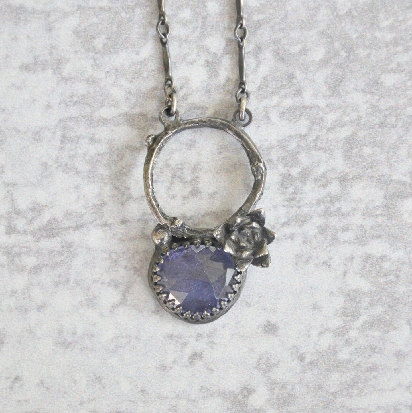 Tanzanite + Succulent Pendant