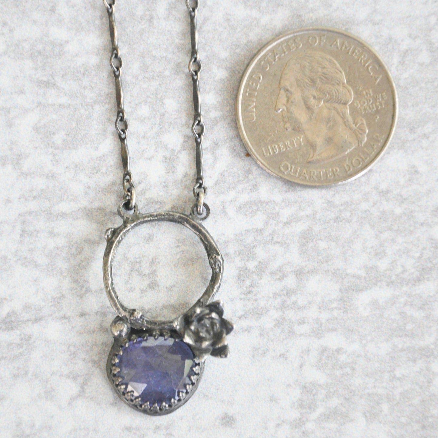 Tanzanite + Succulent Pendant