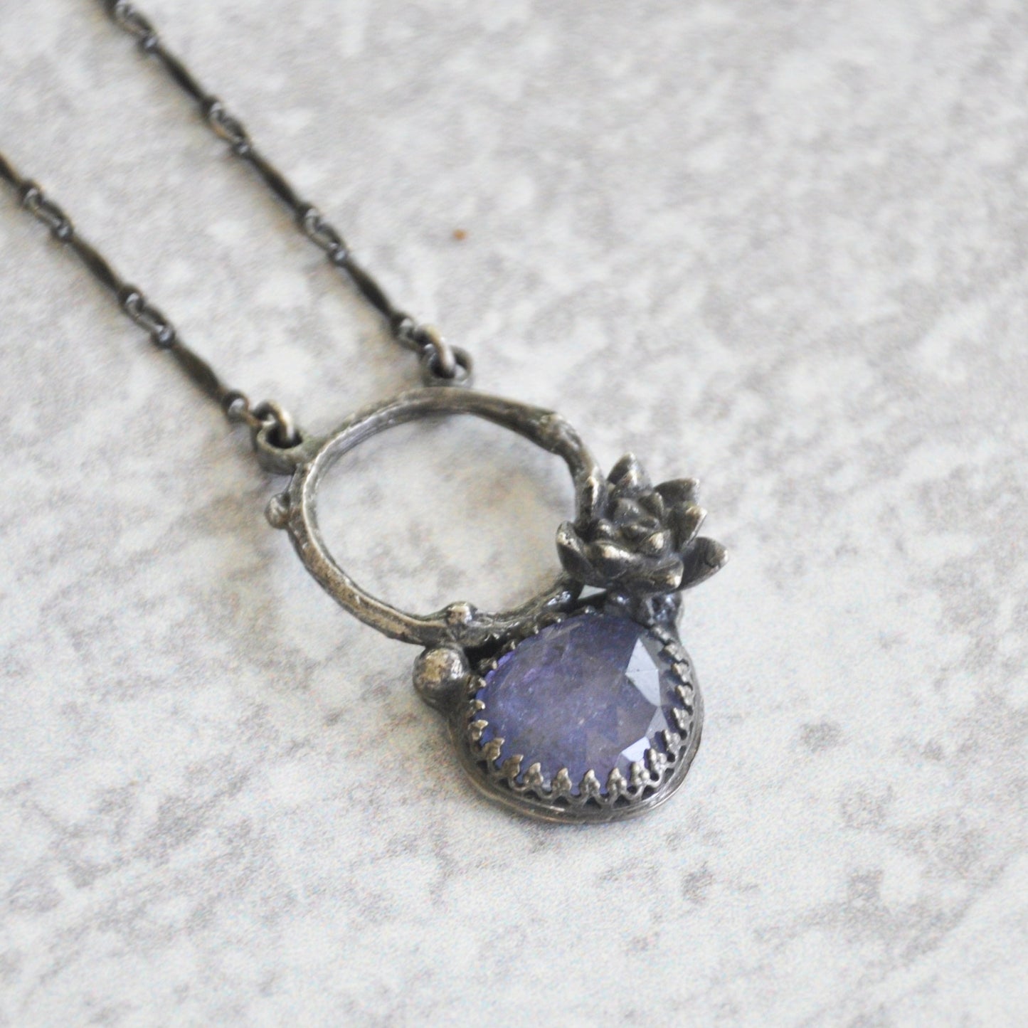 Tanzanite + Succulent Pendant