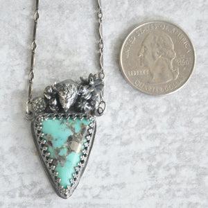 Buffalo Head, Turquoise + Pyrite, Succulent Pendant