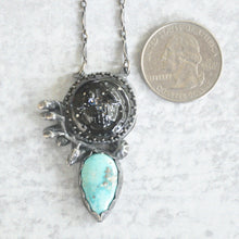 Load image into Gallery viewer, Glass Scarab + Turquoise  Pendant