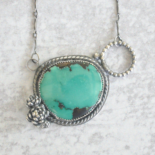 Turquoise + Succulent Pendant No. 4