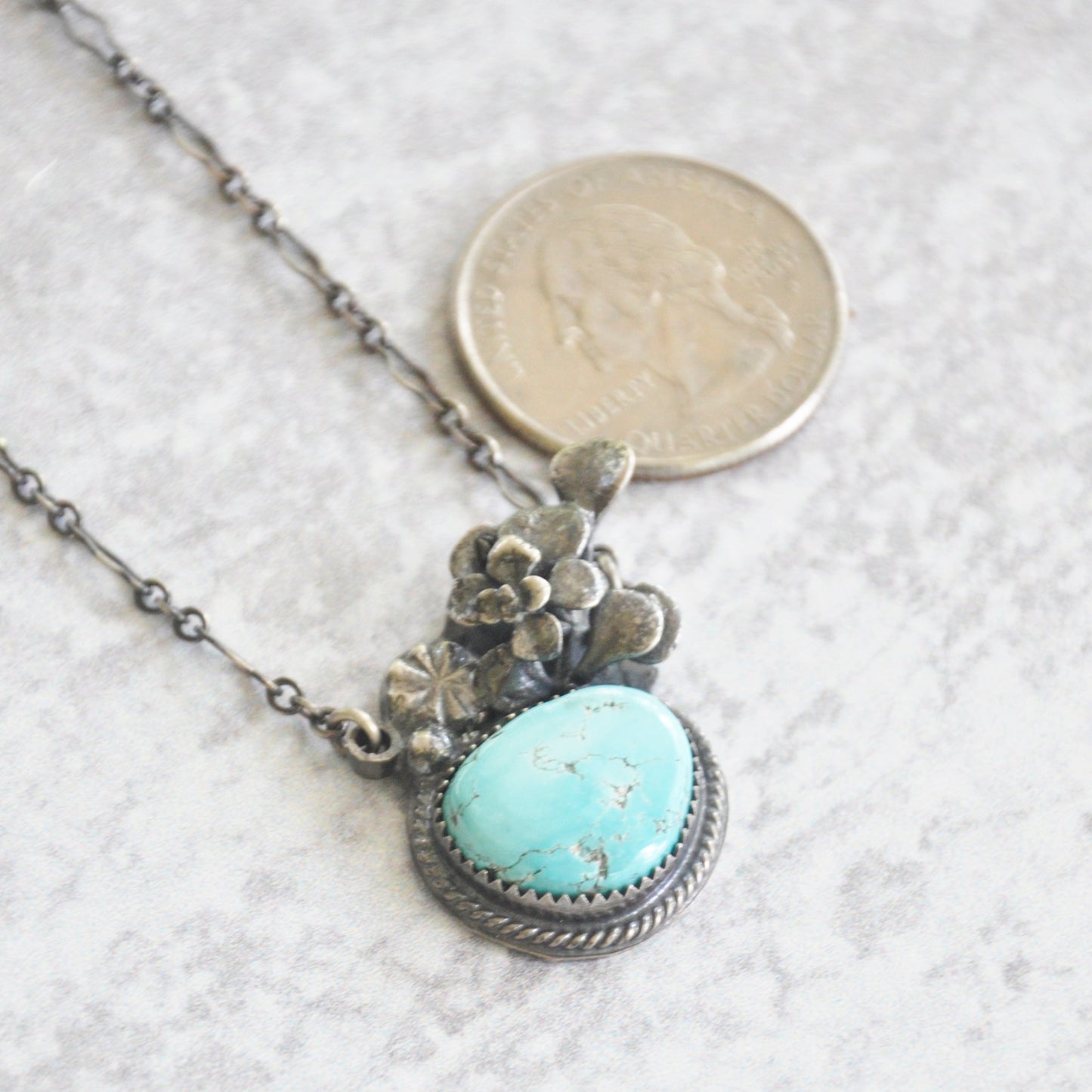 Turquoise + Succulent Pendant No. 1