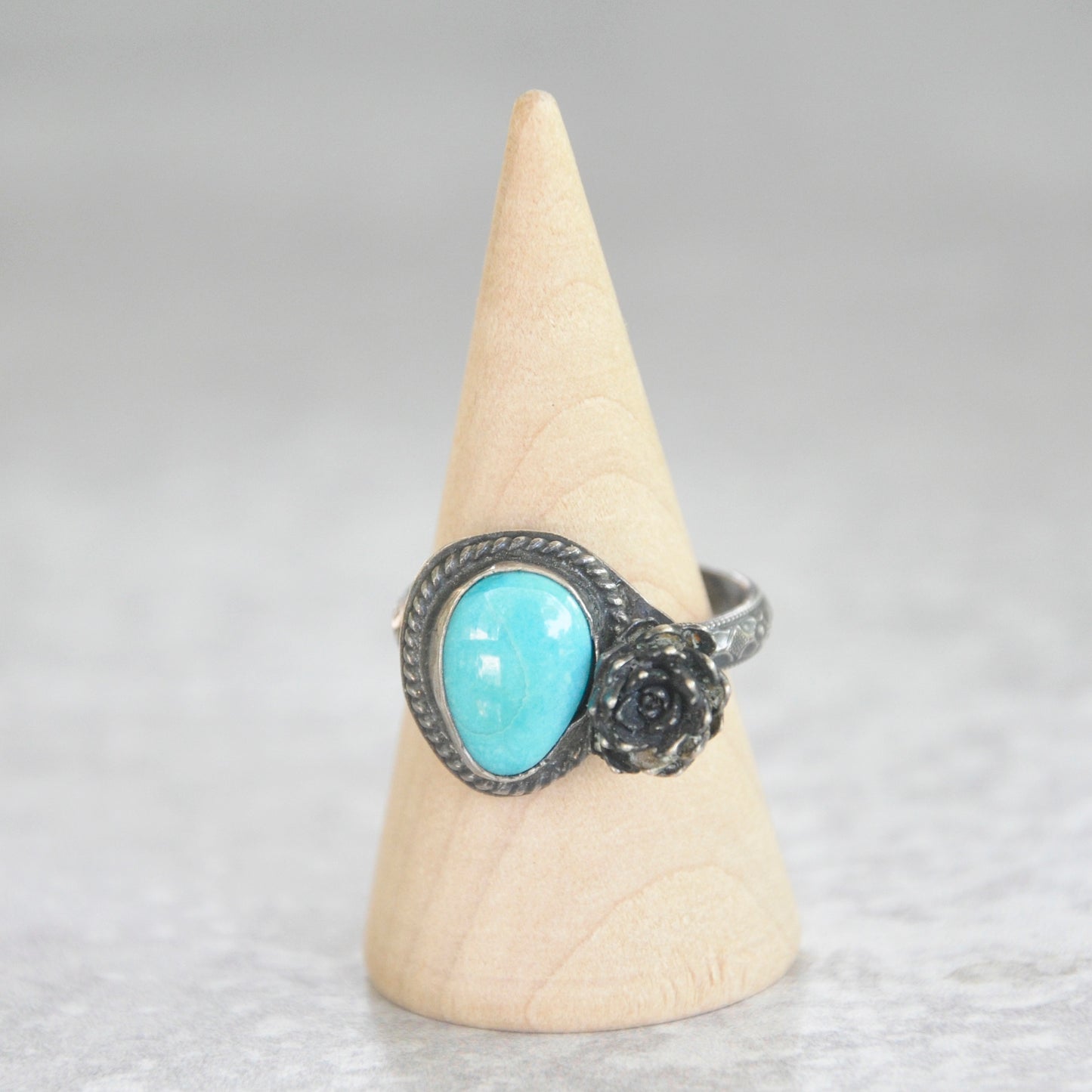 Turquoise + Succulent Bloom Ring No. 3 • Size 7.5 US