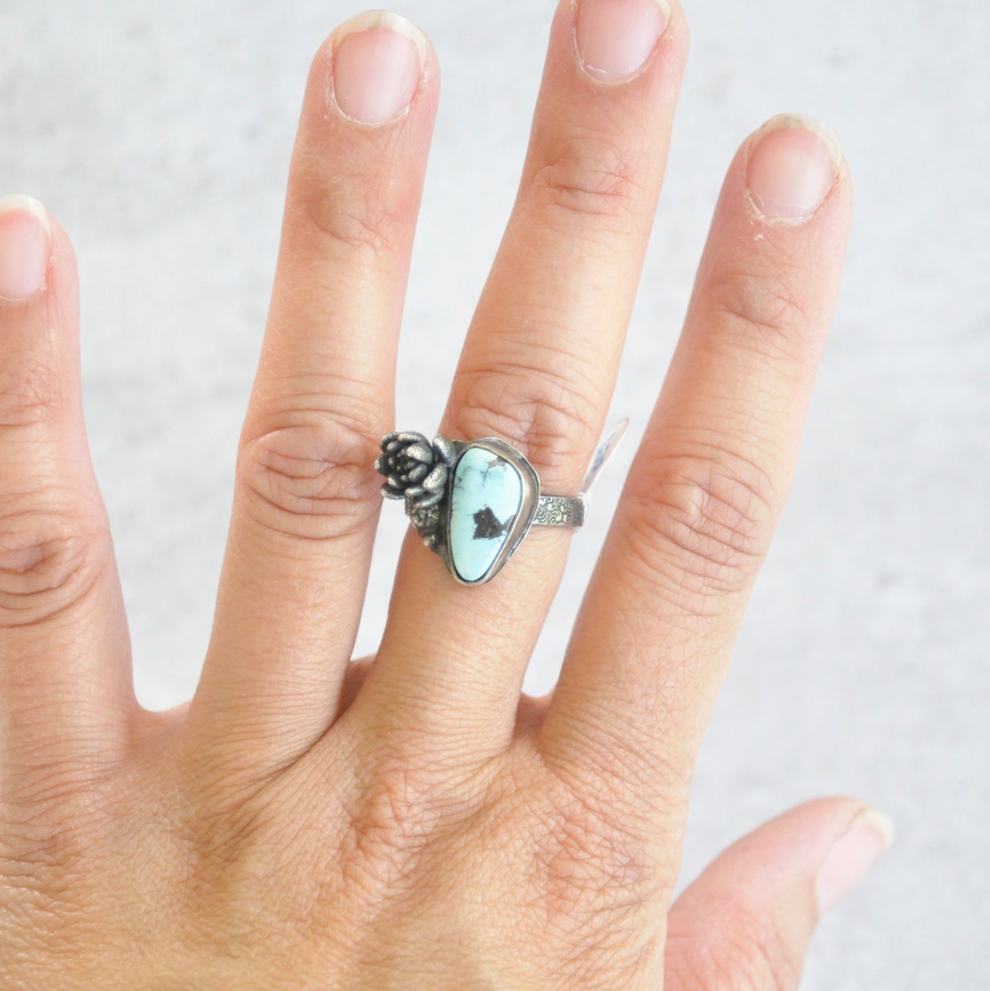 Lavender Kazakhstan Turquoise + Succulent Bloom Ring No. 1 • Size 7.5 US