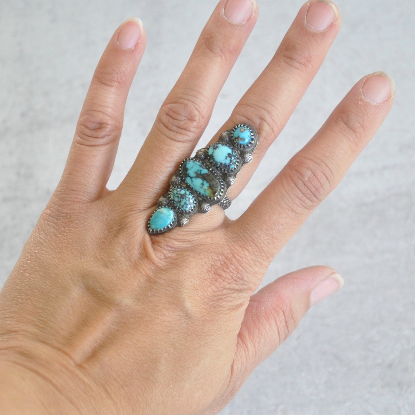 Statement Mixed Turquoise Ring • Size 7.25 US