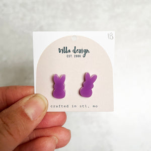 Peep Bunny Earrings - Purple