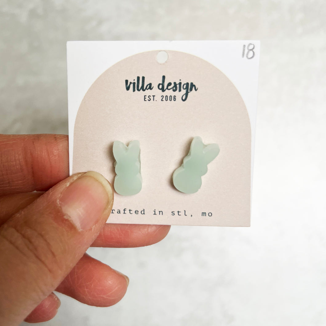 Peep Bunny Earrings - Mint