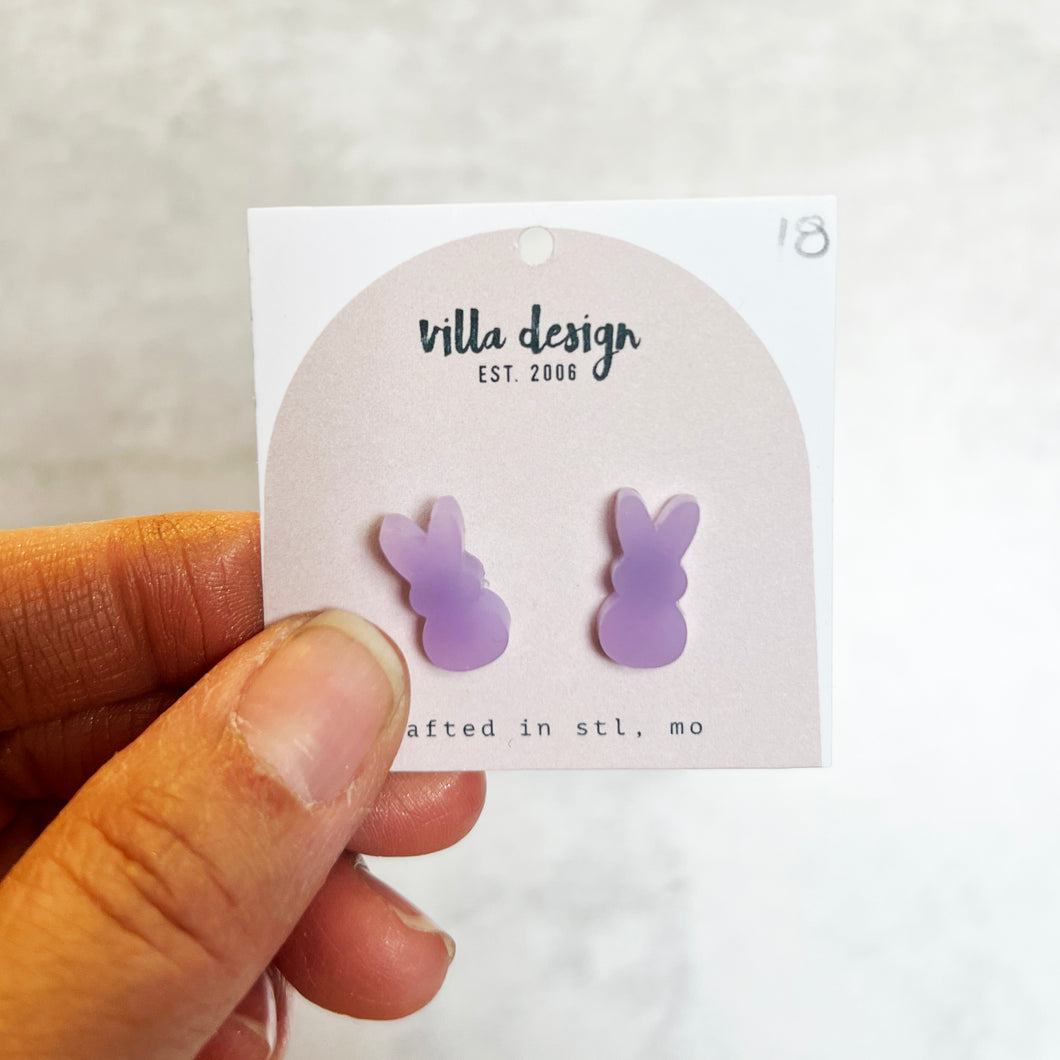 Peep Bunny Earrings - Lavender