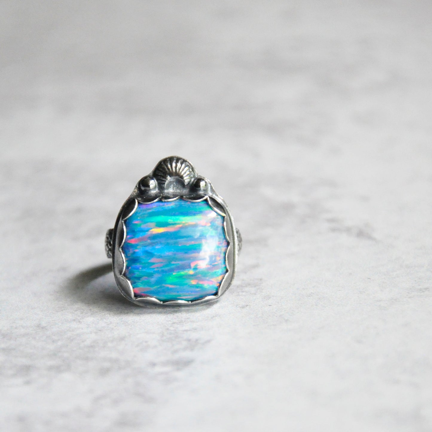 Blue Aura Opal Ring - Size 6 US