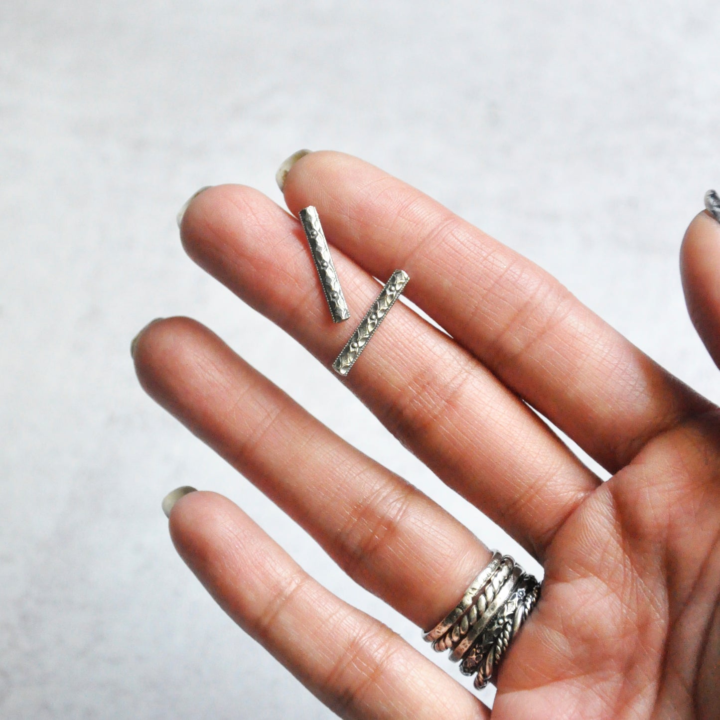 Textured Bar Earrings