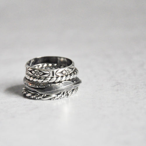 Feather Silver Stackable Rings