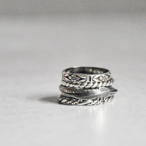 Feather Silver Stackable Rings