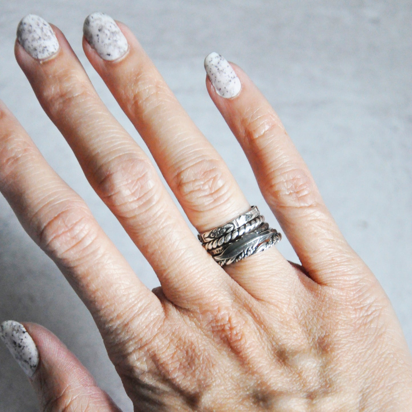 Feather Silver Stackable Rings