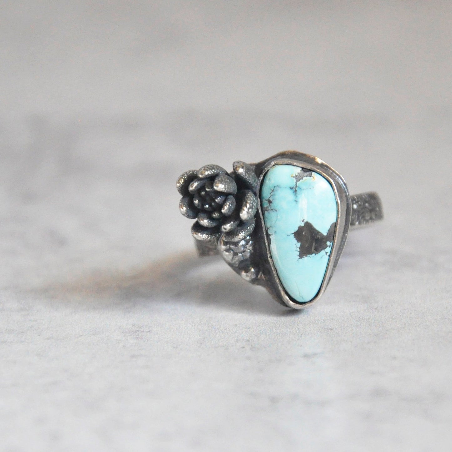 Lavender Kazakhstan Turquoise + Succulent Bloom Ring No. 1 • Size 7.5 US