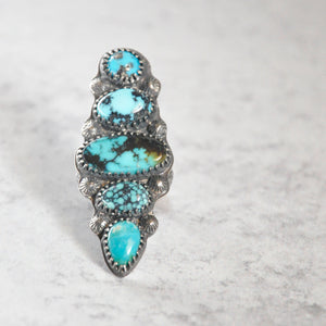 Statement Mixed Turquoise Ring • Size 7.25 US