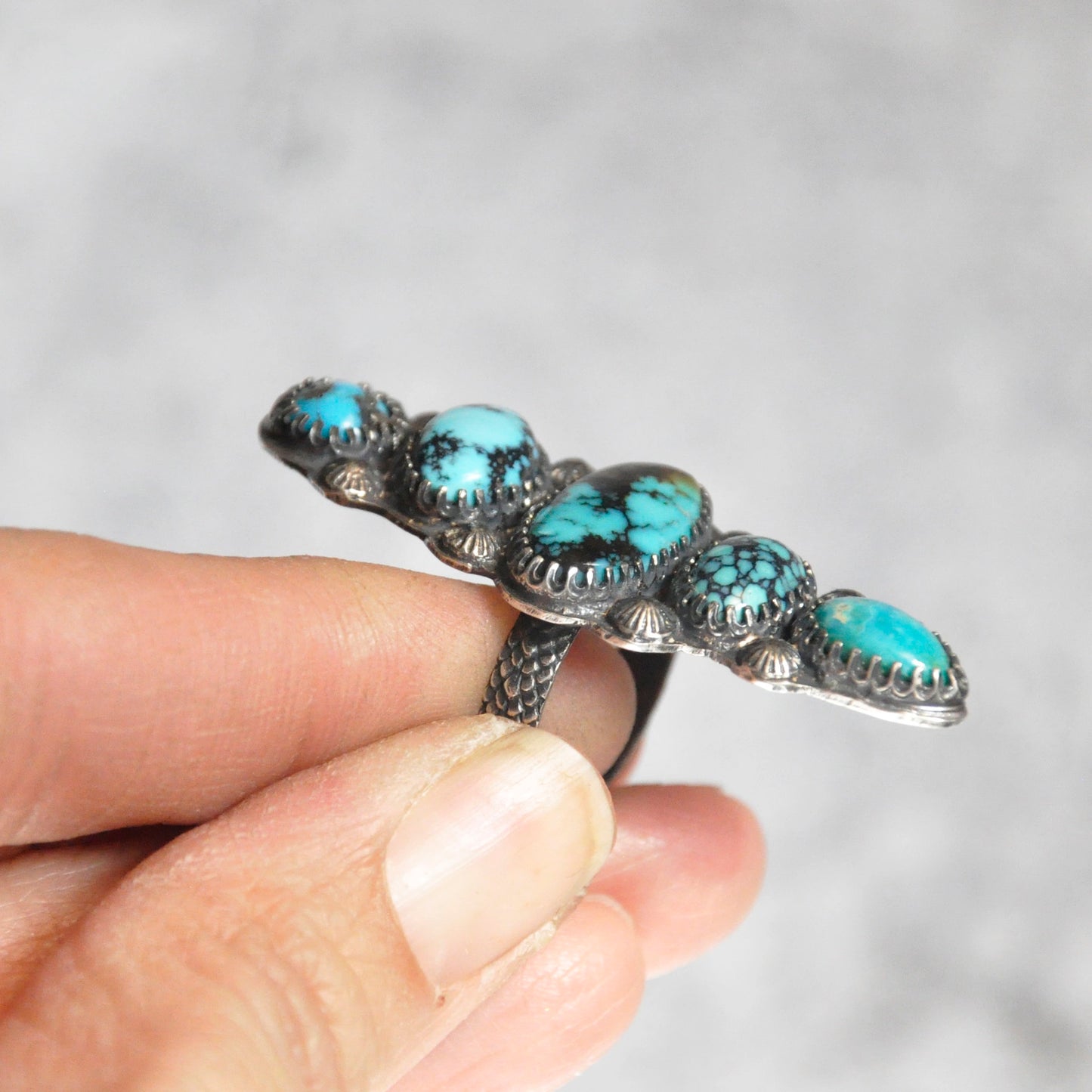 Statement Mixed Turquoise Ring • Size 7.25 US