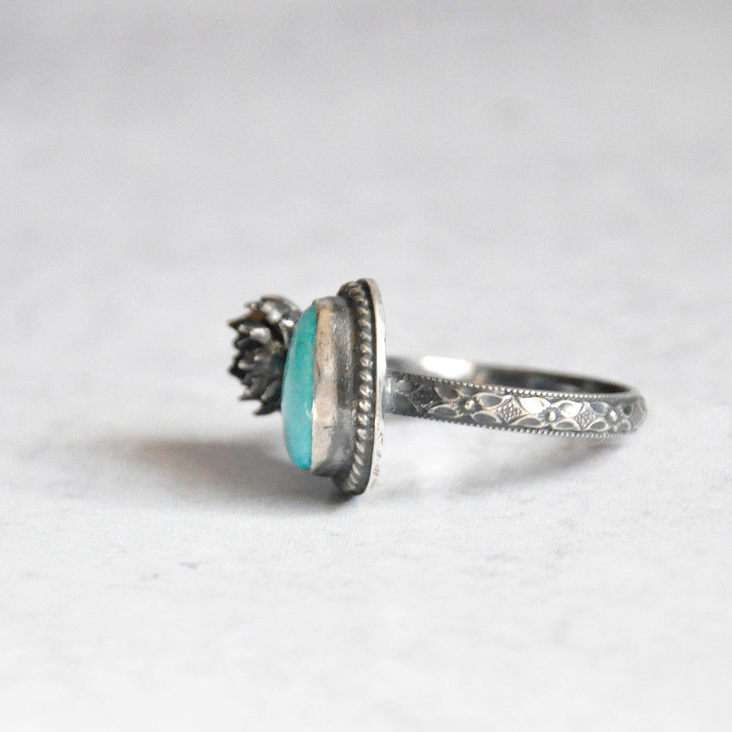 Turquoise + Succulent Bloom Ring No. 3 • Size 7.5 US