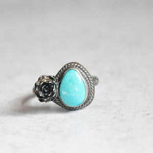 Turquoise + Succulent Bloom Ring No. 3 • Size 7.5 US