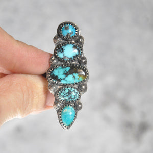 Statement Mixed Turquoise Ring • Size 7.25 US