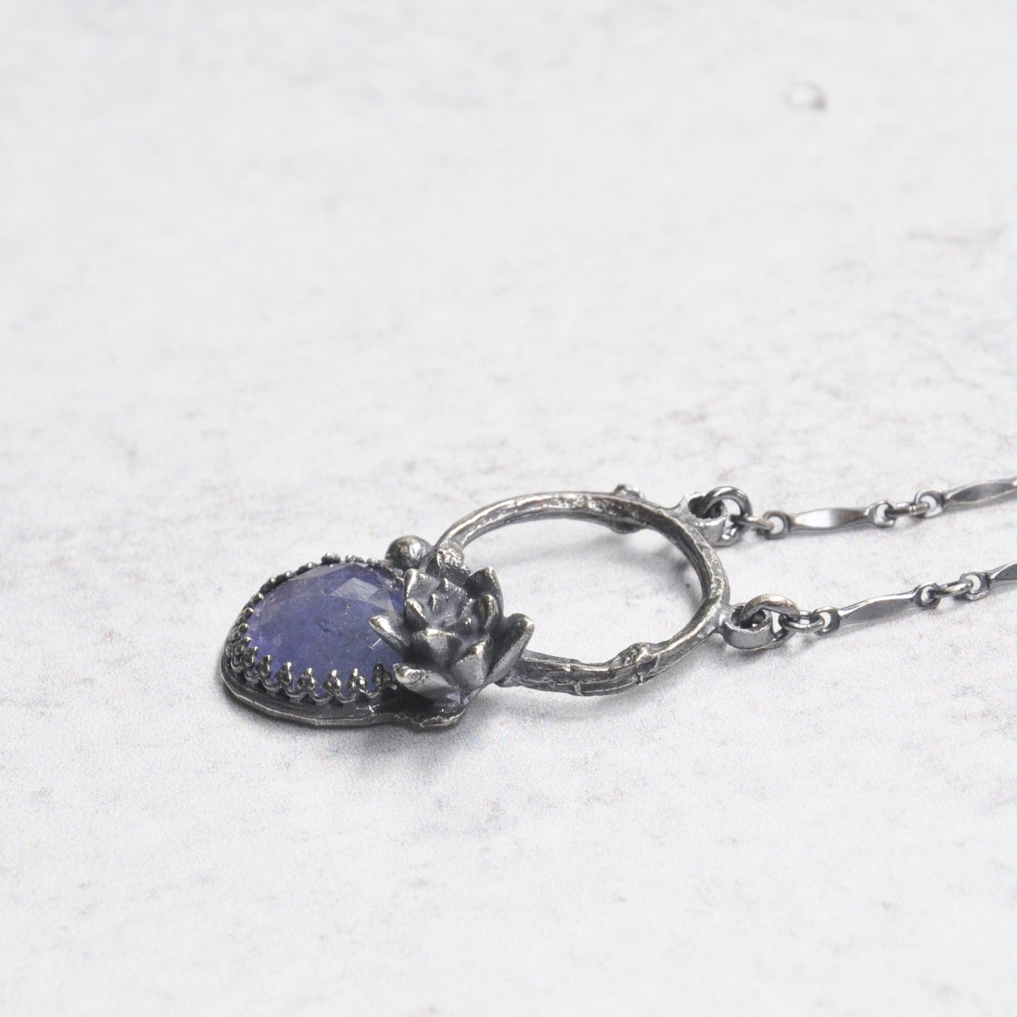 Tanzanite + Succulent Pendant