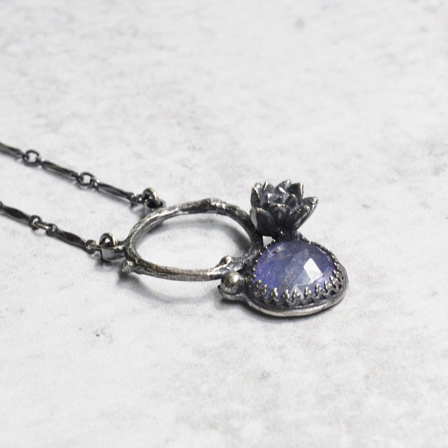 Tanzanite + Succulent Pendant