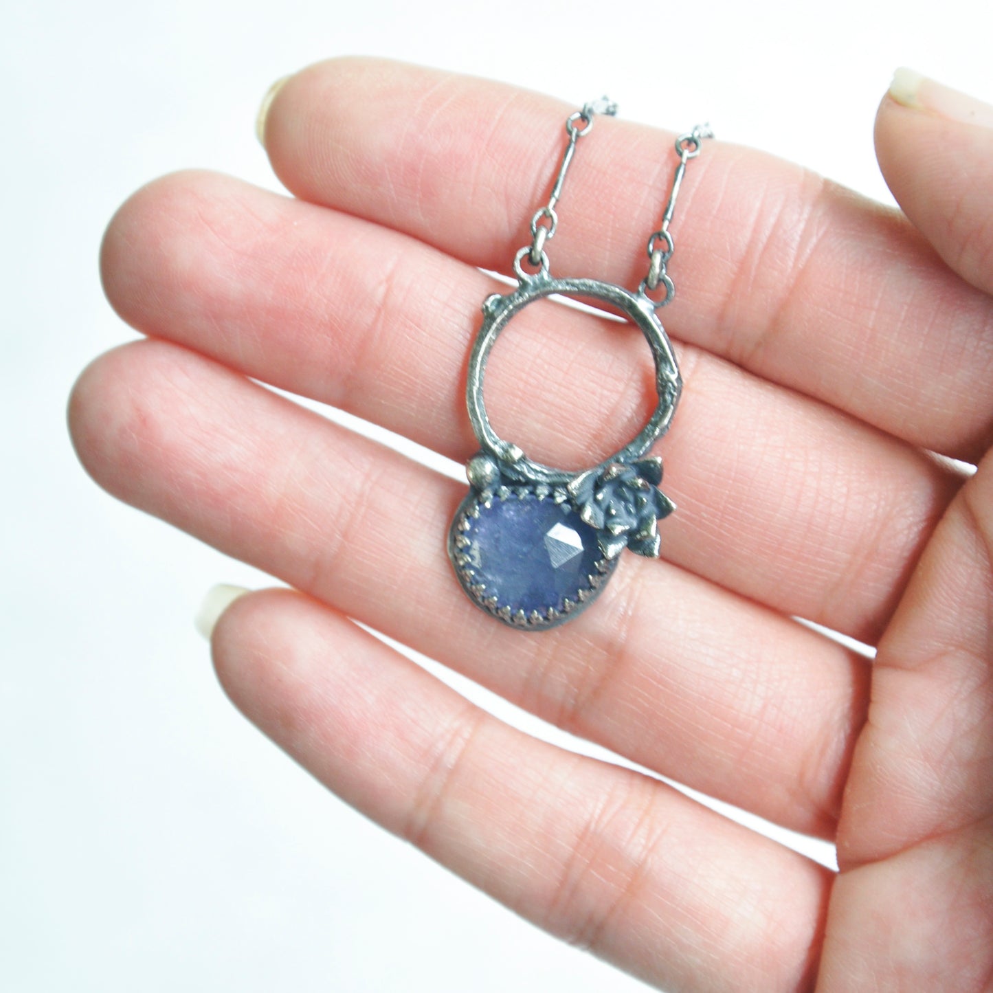 Tanzanite + Succulent Pendant