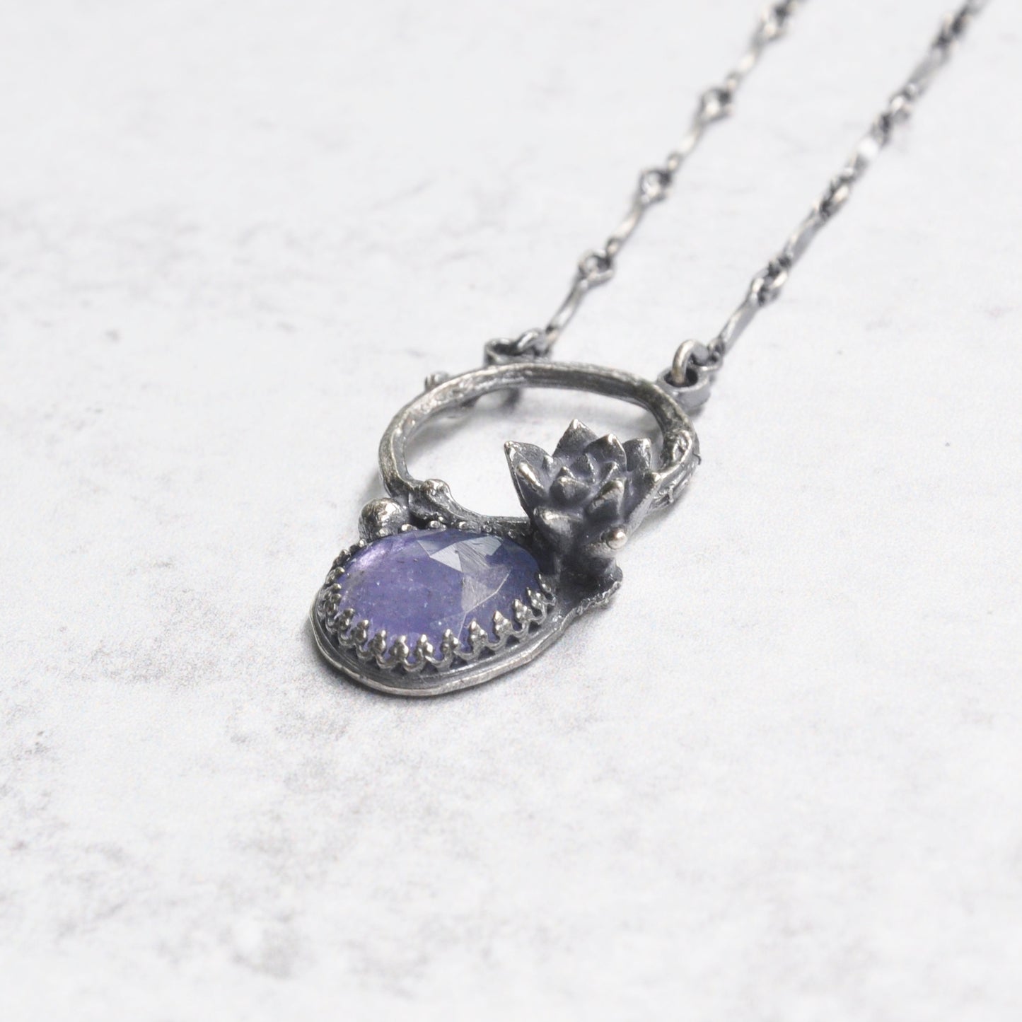 Tanzanite + Succulent Pendant