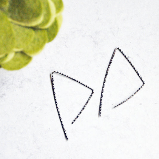 Silver Twisted Tri Threader Earrings