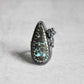 Pyrite + Turquoise Ring with Succulent • Size 6.25 US